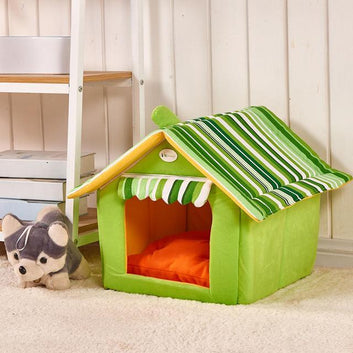 Striped Pet House with Removable Cushion