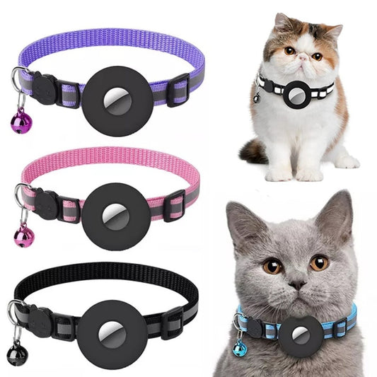 Reflective Pet Collar with Waterproof Tracker Holder