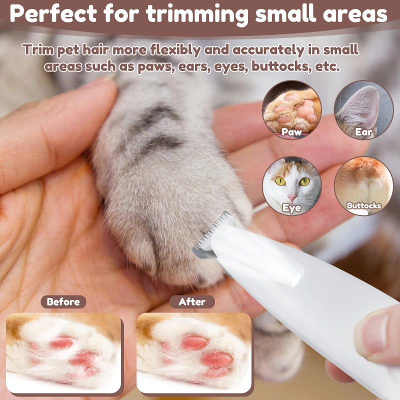 Waterproof Pet Paw Trimmer with LED Light & Display